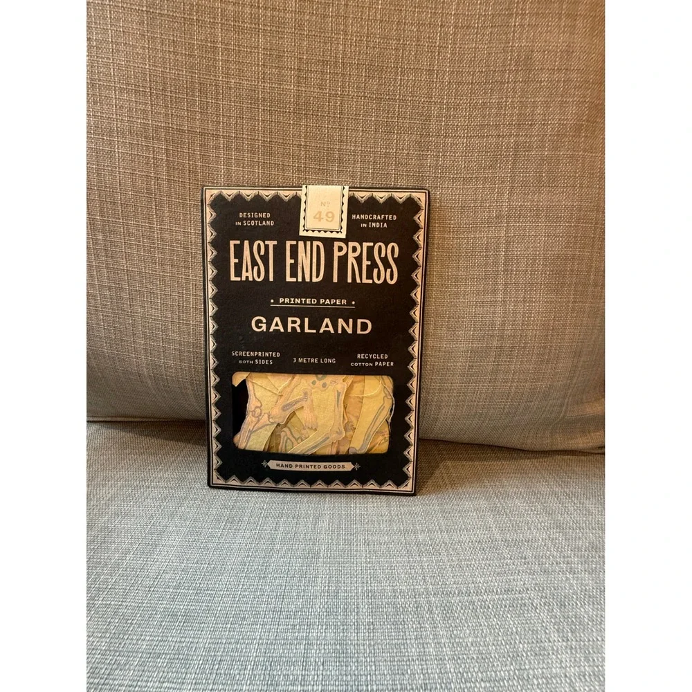 East End Press Dancing Skeletons Paper Garland 3M Hand Printed Halloween Decor